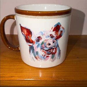 Colorful Pig Ceramic Coffee Mug - White and Brown